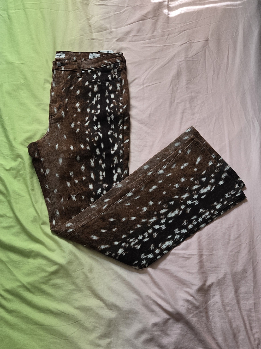 NWT Wrangler High Rise Bootcut Animal Print Jeans Size 33x34
